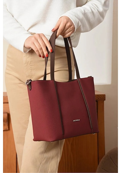 Just Polo Orijinal Kadın Yeni Sezon Büyük Boy El Ve Omuz Çantası Yeni Sezon Shopperboy 24 En 33 Cm Bordo