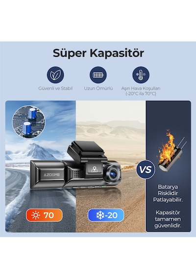 Azdome M550h 3 Kameralı 4k+2k+1k Çift Starvıs 2 Araç Kamerası