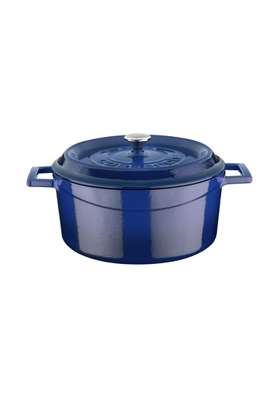 Metal Döküm Yuvarlak Tencere, 24 Cm, Mavi Çok Renkli
