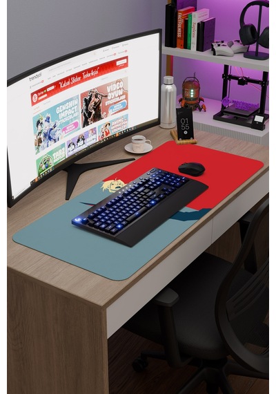 Fullmetal Alchemist Anime V4 - 90x40 Xxl Gaming Kauçuk Kaymaz Taban Mouse Pad Fare Altlığı
