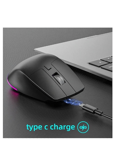 Mouse Ergonomik Kablosuz Gaming Mouse Rgb Işıklı Sessiz Şarjlı