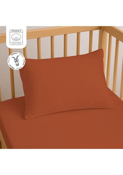 %100 Pamuk Fermuarlı Bebek Yastık Kılıfı 35x45 Cm 2 Adet Doğal & Yumuşak Kiremit