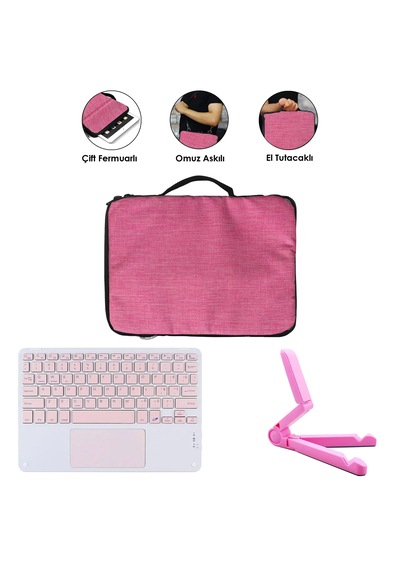 Microcase Huawei Matepad 11.5 2026 İle Uyumlu Touchpad Bluetooth Klavye + Tablet Standı - Pembe Al5194