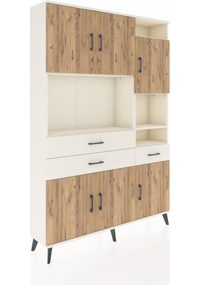 Arges Dolap 10 Raflı 3 Çekmeceli 6 Kapaklı 132x30x195 Aytaşı-... Aytaşı