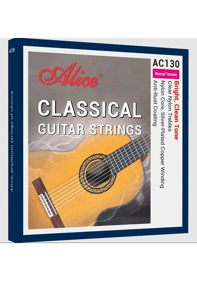 Alice Ac130-n Klasik Gitar Tel Seti - Coated Series Normal Tension Geliştirilmiş Kaplama Teknolojisi, Zengin Orta Frekanslar Ve Net Bas Tepkisi Ölçü: 4/4 Klasik Gitarlar İçin 6'lı Tam Takım Set