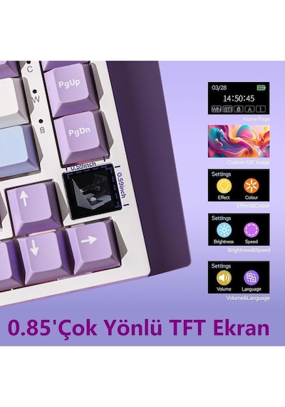 Ak820 Pro Mekanik Oyun Klavyesi,3 Modlu Tft Renkli Ekran Ve Cnc Düğmeli 81 Tuş,rgb Aydınlatma