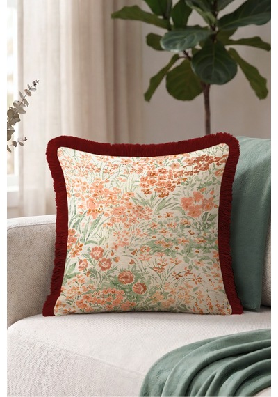 Çiçek Bahar Vintage Saçaklı Yastık Kılıfı - Botanik Country Yeşil Bordo Püsküllü Kırlent Kılıfı Buzlu Atlas Nova Çiçek Bahar Vintage Saçaklı Yastık Kılıfı - Botanik Country Yeşil Bordo Püsküllü Kırlent Kılıfı Buzlu Atlas Nova
