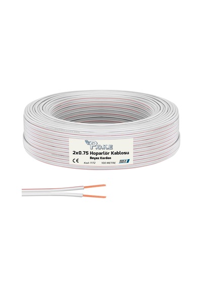 Poke Elektrik Ve Hoparlör Kablosu Kordon 2x0.75 100mt - Beyaz