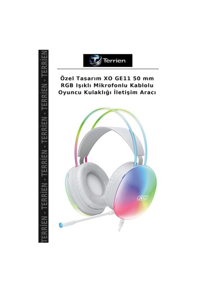 Özel Tasarım Xo Ge11 50 Mm Rgb Işıklı Mikrofonlu Kablolu Oyuncu Kulaklığı İletişim Aracı