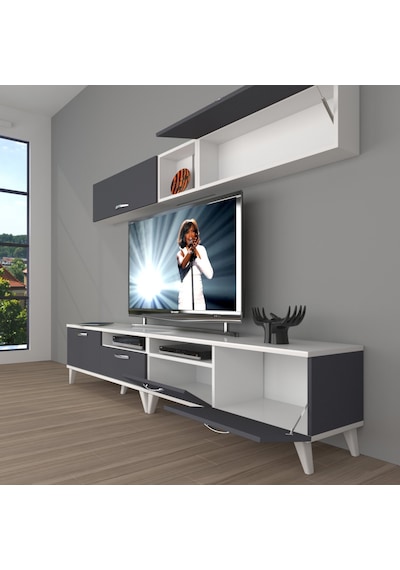 Decoraktiv Eko 5200 Mdf Retro Tv Ünitesi Tv Sehpası Beyaz - Antrasit Decoraktiv Eko 5200 Mdf Retro Tv Ünitesi Tv Sehpası Beyaz - Antrasit