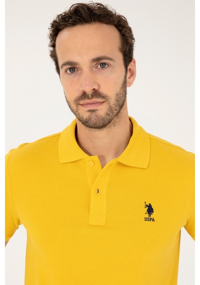 U.S. Polo Assn. Erkek Slim Fit Polo Yaka Safran Basic Tişört 50279613-VR043
