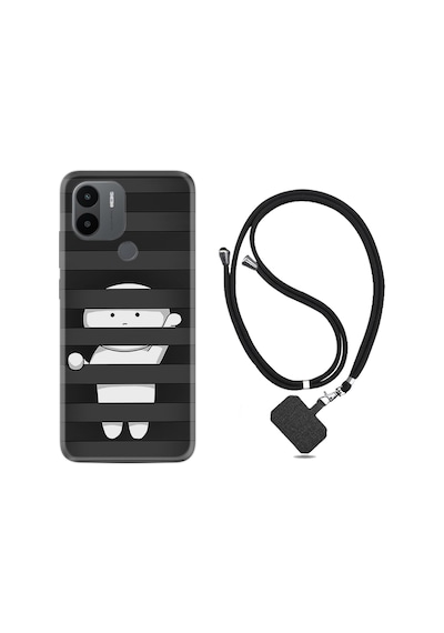 Xiaomi Redmi A1 Kılıf İpli Boyun Askılı Desenli Silikon Yanlızlık 1908