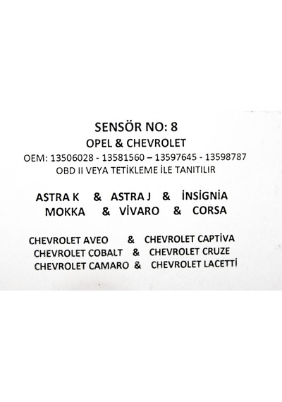 Opel & Chevrolet Grubu Araölara Uyumlu Lastik Basınç Sensörü
