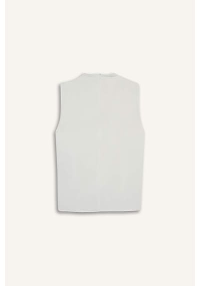 Defacto Regular Fit Balıkçı Yaka Krep Kolsuz Bluz F9149ax25wnwt84 Beyaz