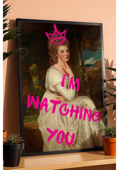 Lady Elizabeth Hamilton Çerçeveli Tablo I Am Watching You Genç Odası Espirili Tablo Altered Art