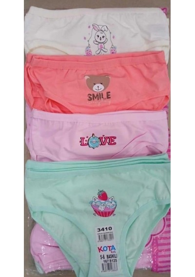 Kota 3410 Kız Çocuk Renkli Baskılı Slip Külot 6 Adet 001