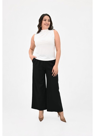 Kadın Büyük Beden Drape Detaylı Dik Yaka Bluz 1851-25 001
