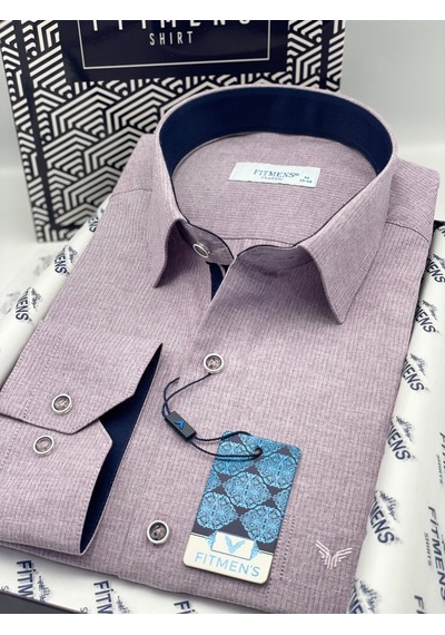 Klasik Uzun Kol Keten Cotton Hediye Kutulu Erkek Gömlek Fs-001261 - Mor-1415