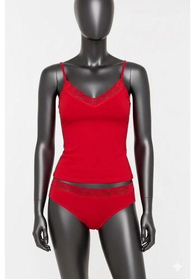 Alfa Aksesuar 03 2044 Dantelli İp Askılı Bikini Tk Kırmızı