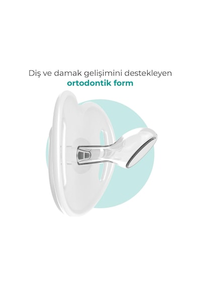 Mamajoo Ortodontik Emzik Seti 12 Ay+ Ekru & Kaplan | İkili, Silikon, Damaklı | Sterilizasyon & Saklama Kabı