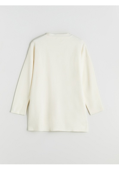 Lcwaıkıkı Classic Beyaz Bisiklet Yaka Oversize Kadın Triko Kazak Xl-2xl