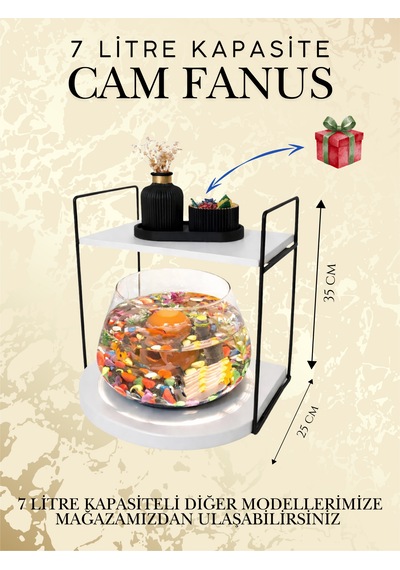 Işıklı Zarif Ve Premium Cam Fanus İçinde Beta Balığı Akvaryum & Fanus Standı