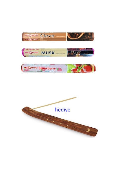 3 Paket 20 Çubuklu Tütsü Musk - Clove - Strawberry - Kayık Hediye