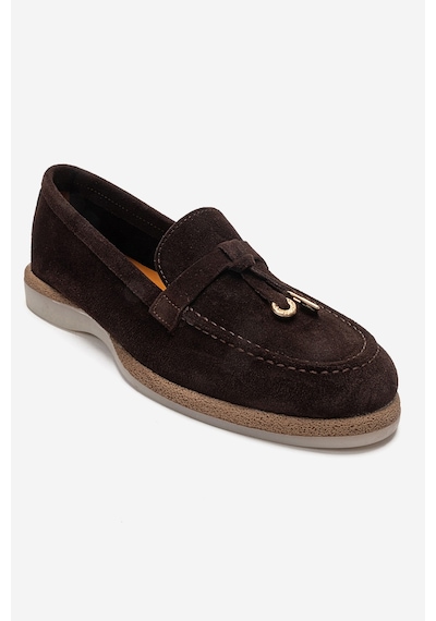 Luvishoes Ilvena Kahverengi Süet Hakiki Deri Kadın Loafer Ayakkabı