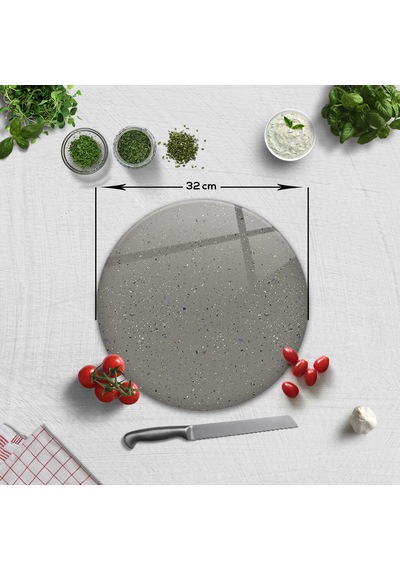 Cam Kesme Tahtası Seramik Desen - Koyu Fon Çap32cm