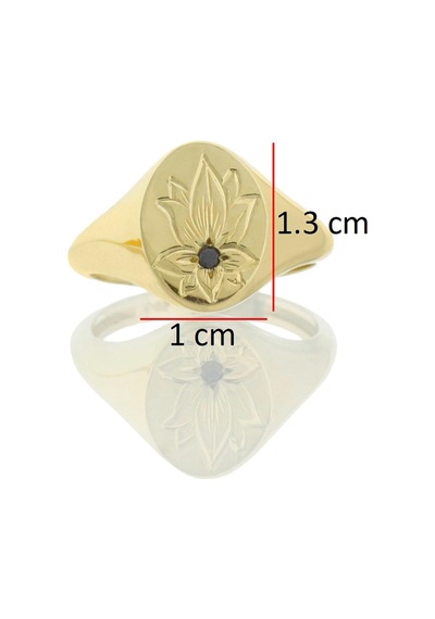 Siyah Pırlanta Lotus Çiçeği Altın Yüzük