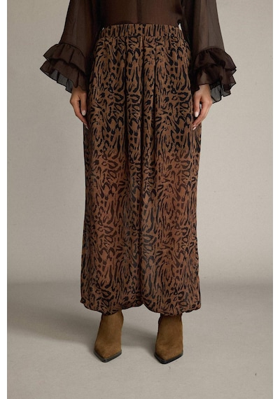 Defacto Relax Fit Normal Bel Leopar Desenli Şifon Pantolon G5653ax25wnbn306 Kahve-bn306