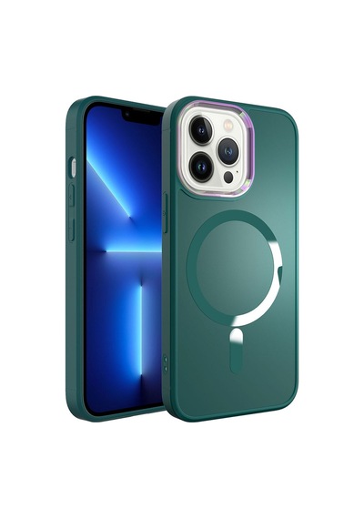Apple iPhone Uyumlu 13 Pro Max Magsafe Wireless Şarj Özellikli Csk Zore Stil Kılıf koyu Yeşil