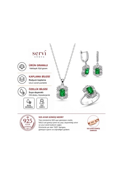 Servi 925 Ayar Gümüş Radiant Baget Set-106