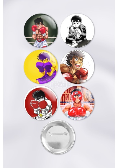 Hajime No Ippo Fighting Spirit Çanta Süsü Rozet İğneli Buton Rozet Seti 6 Adet Çok Renkli