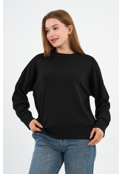 Alexander Gardi Kadın Bisiklet Yaka Çizgili Sweatshirt B24-00248 Siyah