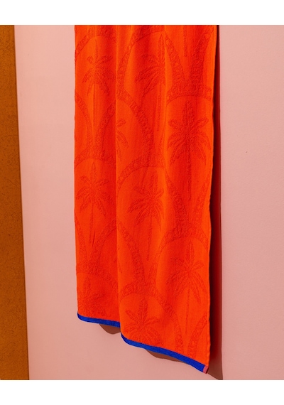 Madame Coco Palmie %100 Pamuk Plaj Havlusu - Turuncu - 70x150 Cm 8684427222836 Turuncu