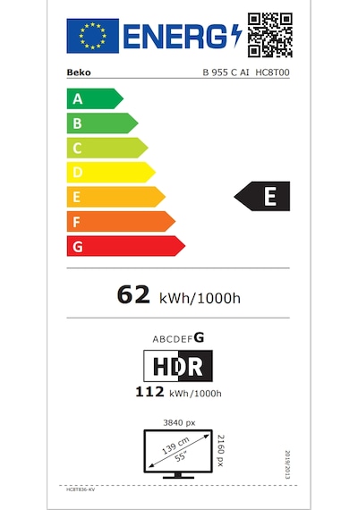 Beko B 955 C AI Crystal 9 AI QLED 144hz Vrr 55" 4K UHD Google Tv