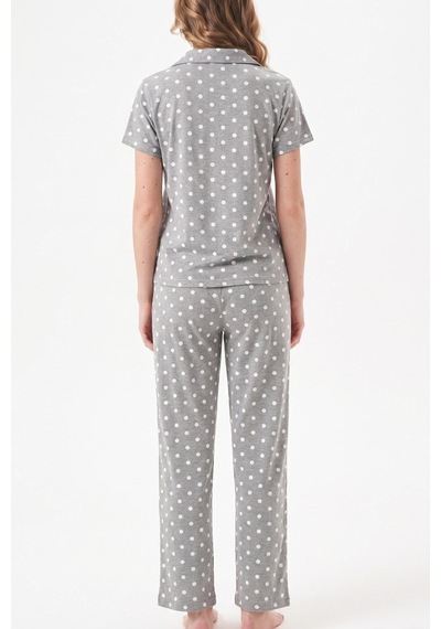 Relax Mode Kadın Gri Viskon Gömlek Pijama Takımı - Lb1002r