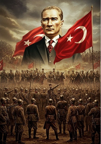 Atatürk Portre Xvı Ev Duvar Salon Güzellik Salonu Ofis Dükkan Dekarasyon Kanvas Tablo