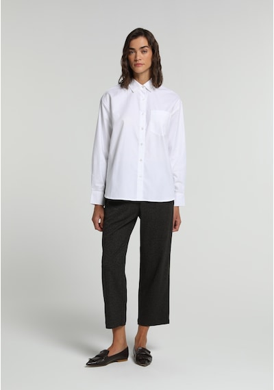 Colin's Colins Boyfriend Fit Shirt Neck Düz Kadın Beyaz Uzun Kol Gömlek Cl1081487 Q1.v1 Wht