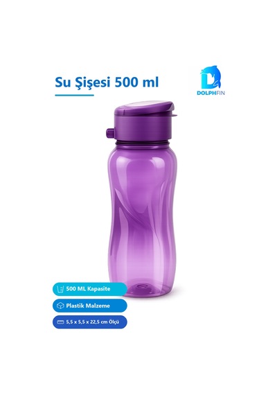 500 Ml Plastik Su Şişesi Suluk Matara Mor