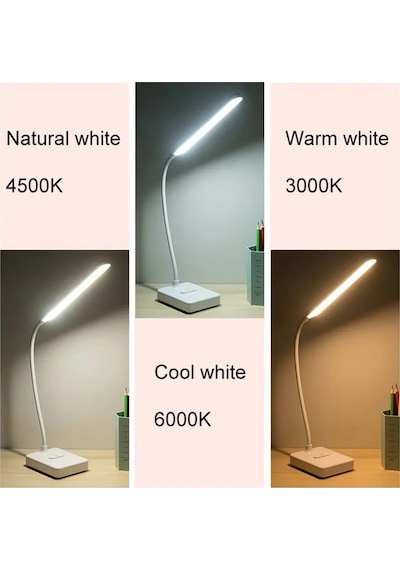 Usb Kablolu Şarjlı Dokunmatik Dimmer Ayarlı 30 Led Okuma Ve Çalışma Işığı Masa Lambası 3 Renk Işık