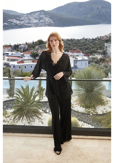 Modadua Aqua 26659 3'lü Pijama Takım Siyah