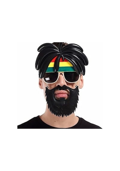 Rasta Peruklu Rasta Sakallı Bob Marley Bıyıklı Parti Gözlüğü 27x18 Cm 1