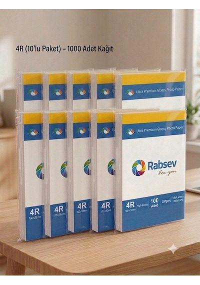 Rabsev Fotoğraf Kağıdı 10x15cm Parlak 200gr 4r 10 Paket 1000 Adet