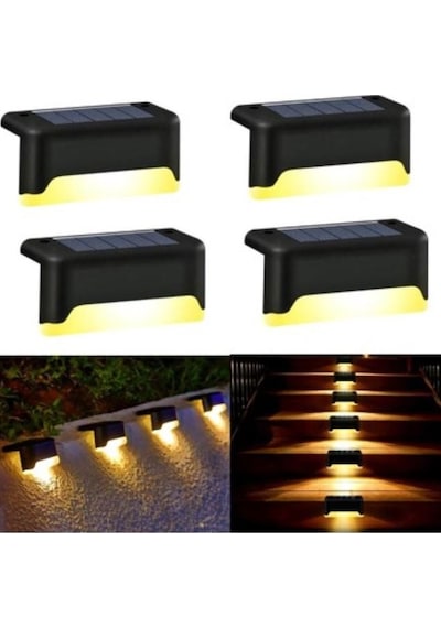 Zhltools Solar Güneş Enerjili Merdiven Lambası 4 Adet Siyah