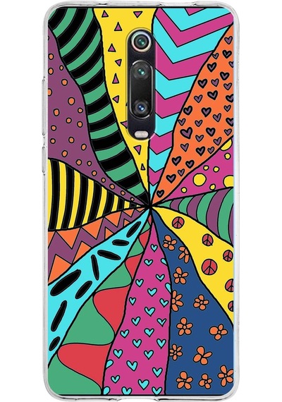 Xiaomi Redmi K20 İle Uyumlu 1mm Slim Fit Retro Renkler 4 Baskılı Şeffaf Kılıf Şeffaf