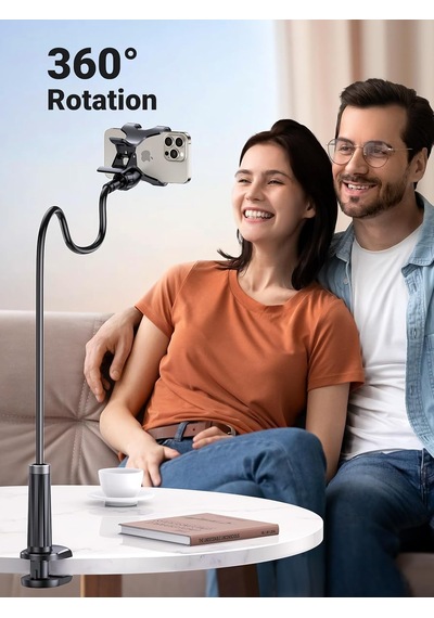 Flexible Esnek Yatak Masa Telefon Tutucu Siyah 90 Cm
