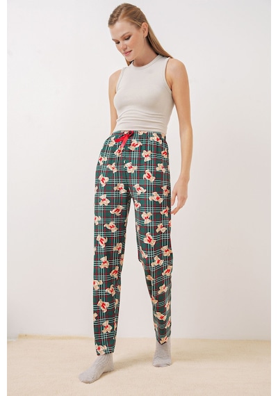 Hiccup Bdart Desenli Orta Bel Pijama Altı Zümrüt Yeşili 07