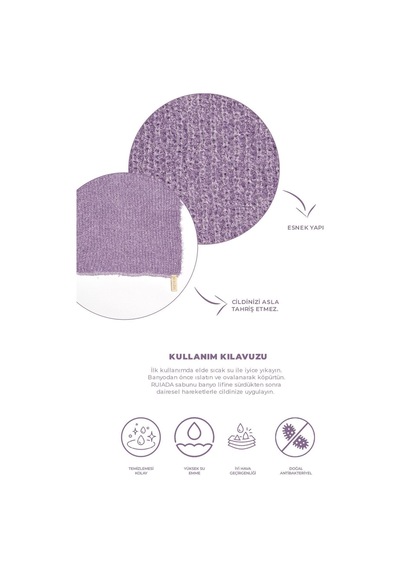Extra Esnek Mor Banyo Lifi Tüm Cilt Tiplerine Uygun Duş Lifi - Unisex 30x40 Cm